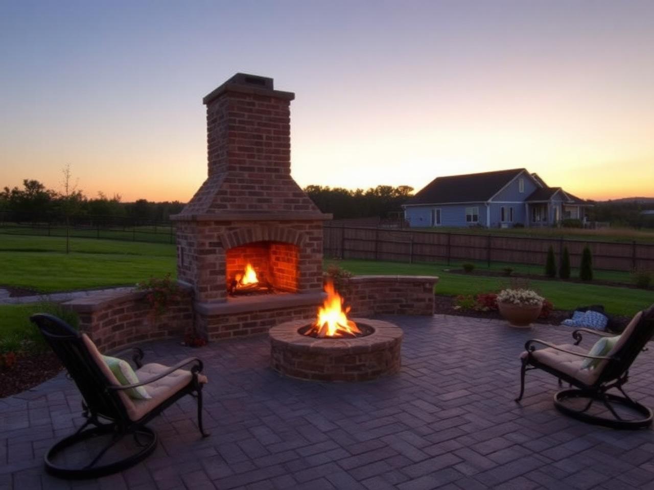 Outdoor Brick Fireplace