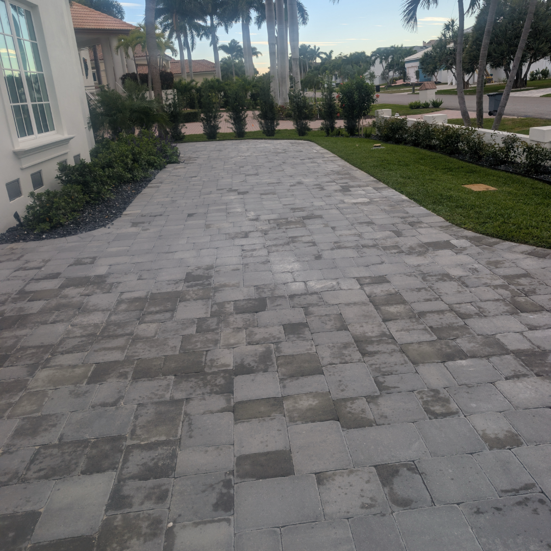 Sleek Gray Paver Driveway