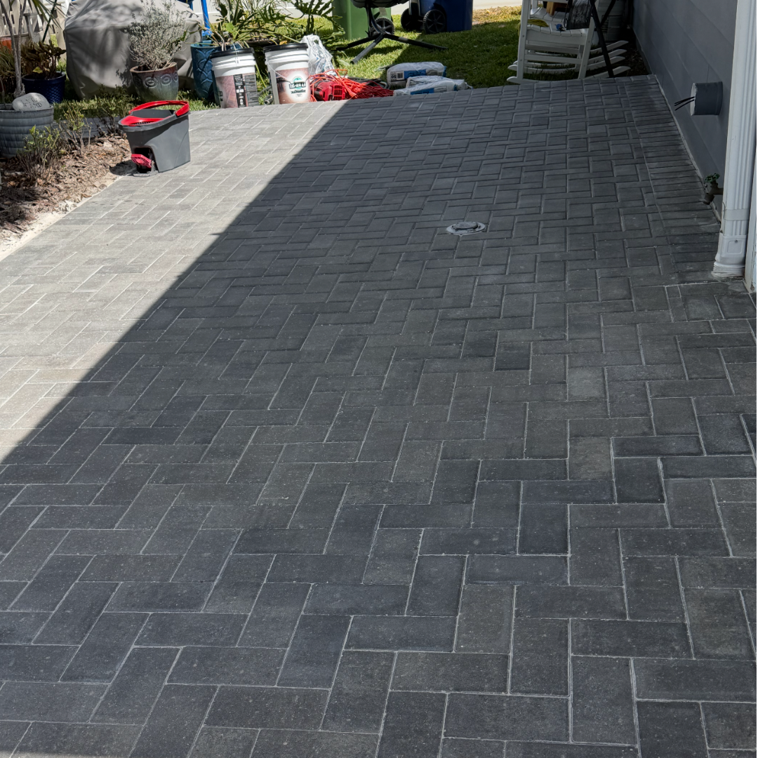 Charcoal Herringbone Driveway
